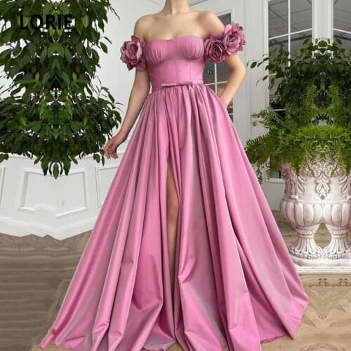 Graduation Dress with Pockets 2021Gorgeous Prom Dresses Pink Sweetheart Handmade Flowers Arabic Evening Party فساتين السهرة