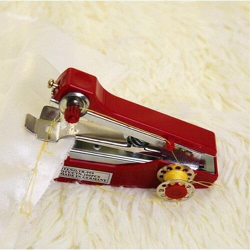 Mini Sewing Machine Portable Manual Stitch Fabric Handy Needlework Tool DIY E7