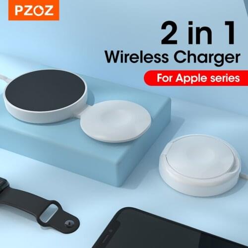 PZOZ 2 in 1 Magnetic Wireless Charger For Apple Watch iPhone 12 Series Phone Magnet Induction Charger Magnetic Wireless Charger