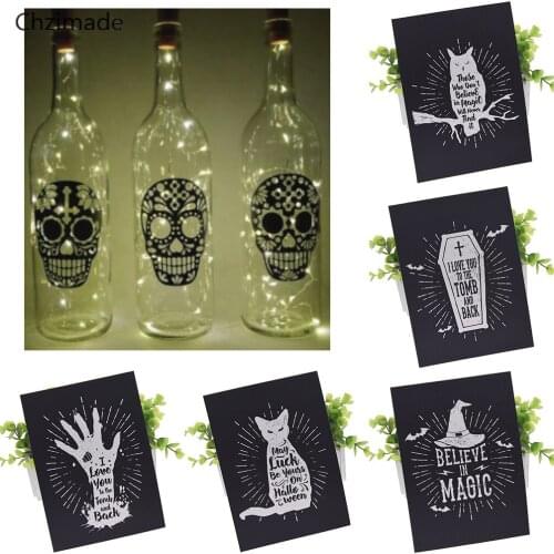 Lychee Life Halloween Printed Self-Adhesive Silk Screen Printing Mesh Transfer Stencils For DIY T-shirt Fabric Paper Crafts