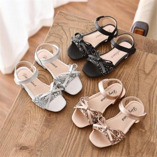 Girls' sandals 2021 summer new fashion childrens soft soled non slip princess shoes little girls crystal high heels shoes