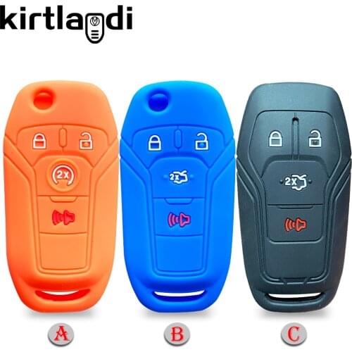 4 Buttons Silicone Flip Remote Key Holder Keyless Fob Key Case Cover for Ford Fusion Ka Edge Explorer 2013-2017 Car Key Cover