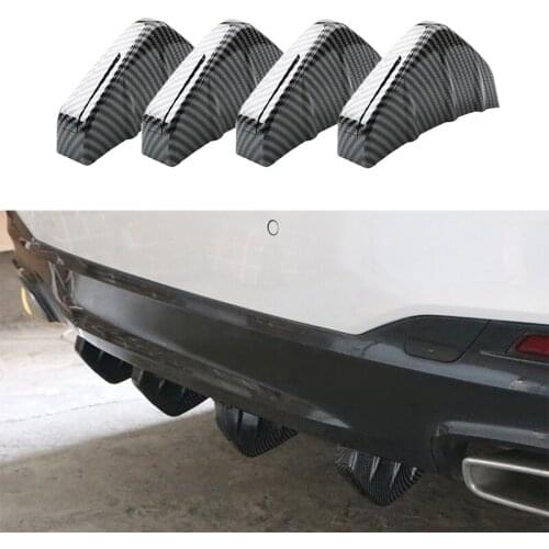4PCS Car Universal Rear Bumper Diffuser Spoiler ABS Bend Shark Fin Decorative Deflector Air Guide Plate Rear Lip Spoiler Wing