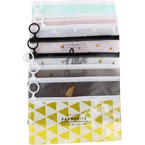 PVC Waterproof Pencil Bag Cute Colored Clear Pen Cases Transparent Pencil Case
