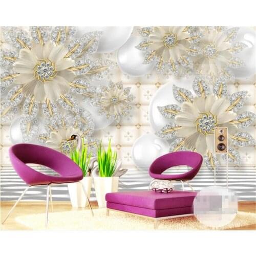 Beibehang high quality 3D wallpaper European jewelry diamond flower wallpaper background wall Home living room decorated mural