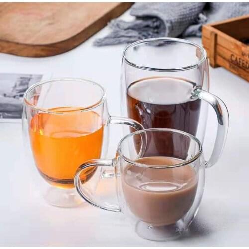 High-grade Double-layer Insulated Glass Cup Coffee Tea Drink Water Beer Creative Transparent Mug Gift Household Office Use Sets