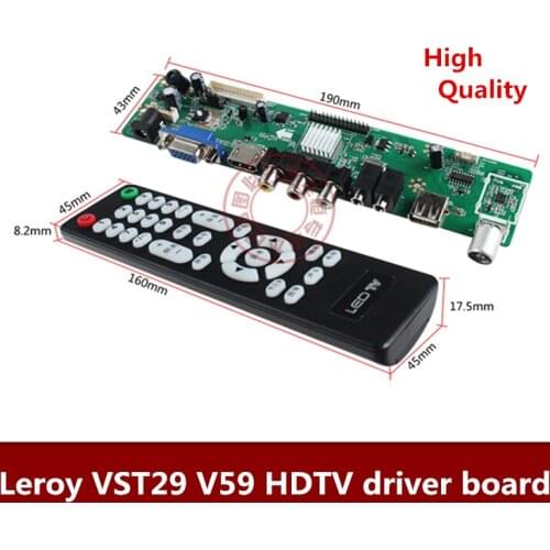 High Quality Leroy VST29 V59 HDTV driver board new 5 -in-1 Universal TV panel HDMI + USB to play movies Free shipping