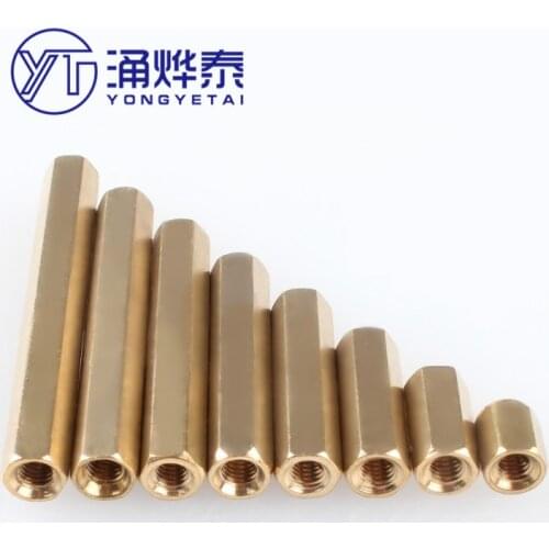YYT 10PCS/lot M3 female Female Brass Standoff Spacer M3 (4-60) Copper Hexagonal Stud Spacer Hollow Pillars m3*4-60mm