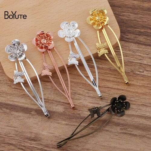 BoYuTe (20 Pieces/Lot) Fashion Butterfly Flower Hair Clip Factory Direct Sale Diy Hair Accessories Materials