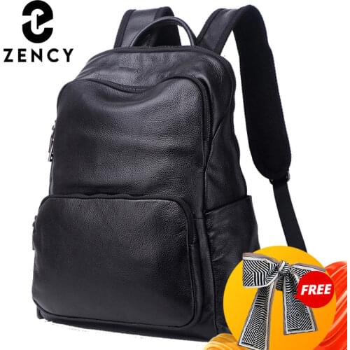 Zency 2021 New Fashion Designer Backpack Cowhide Leather Knapsack Daily Casual Women Rucksack Laptop Bag Anti-Theft Bag For Male