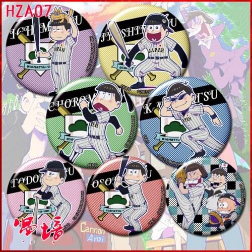 ZXFJXR 58MM Osomatsu San Matsuno San Todomatsu Choromatsu Sports Six Brothers Backpack Badge Pins Broochs Icons