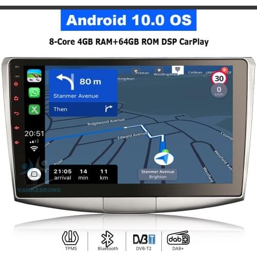 10.1" Android 10.0 GPS Navigation BT DAB Radio Car Stereo For VW Passat B6 B7 CC With Touch Screen Autoradio Wifi CarPlay USB FM