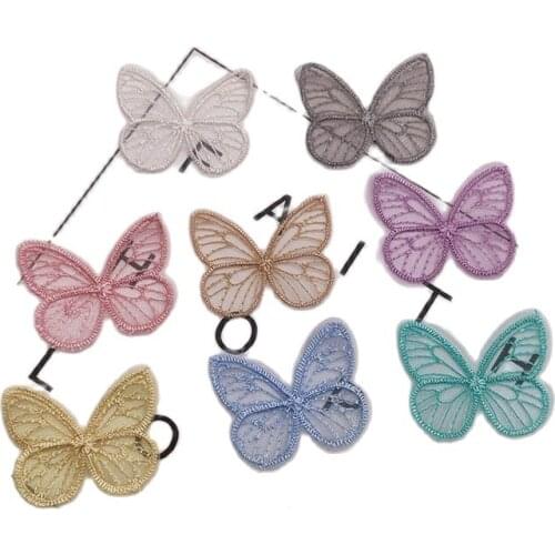 16pcs/lot Embroidery mesh butterfly appliques for shoe flower materials DIY jewelry headwear accessories