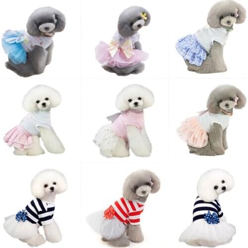 2pcs Dog Dress Fashion Stripe Dog Clothes Puppy Skirt Vest Pet Apparel For Small Dogs In Wedding Holiday Spring Summer Dresses