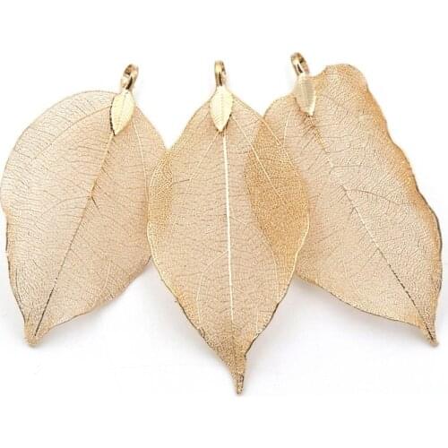 3Pcs Rose Gold Color Metal Simulated Leaf Pendant Charm For Jewelry Finding Handmade Pendant Necklace Jewelry Diy Accessories