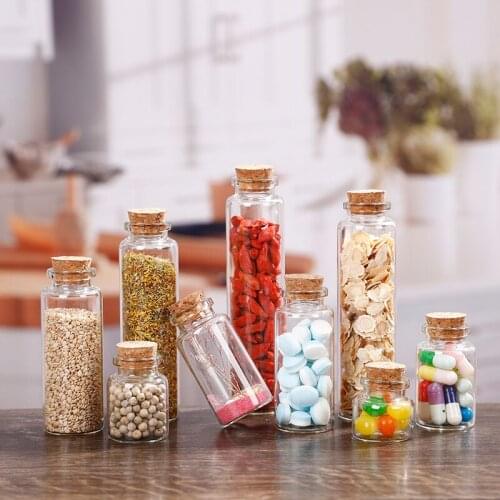 5pcs 10-60ml Glass Bottles Drifting Bottles Vial Wishing Bottles with Cork Stopper for Wedding Birthday Party DIY Crafts Jars