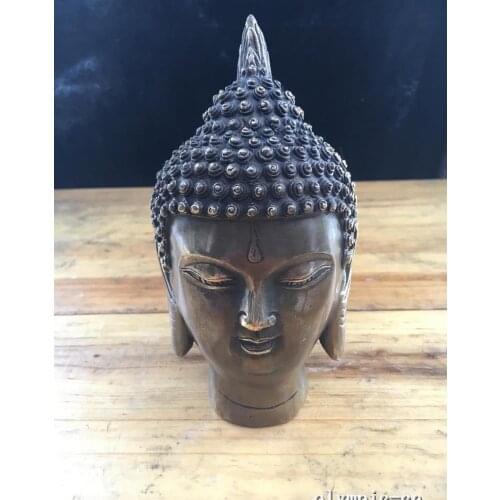 6'' bronze sculpture buddhism Sakyamuni buddha head statue
