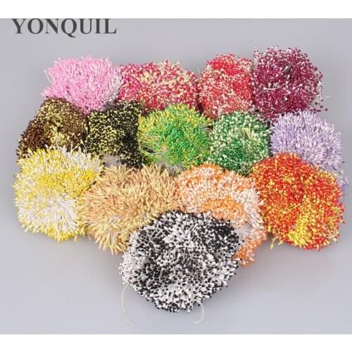 900PCS Artificial Flower Double Heads Stamen Accessories Pearlized Craft Cards Cakes Decor Floral For Wedding Home Party Decor