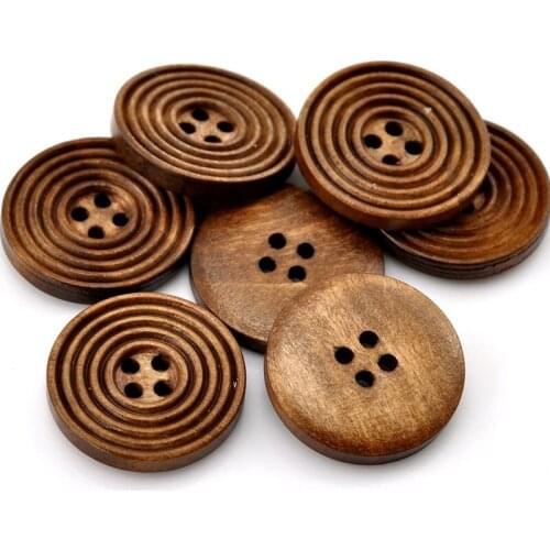 20pcs 30mm Big Round Spiral Wooden Buttons Large 4 Holes Sewing Scrapbooking Crafts Clothes Handmade Wood Button SC022