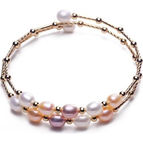 MADALENA SARARA 6-7mm Genuine Freshwater Pearl Bracelet Rice Shape Pearl Bracelet