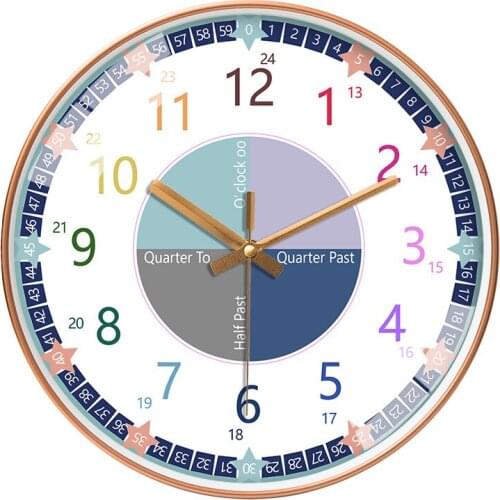 Early Education Learning Creative Wall Clock Ultra-quiet Childrens Room Bedroom Home Classroom Living Room School Art Clock