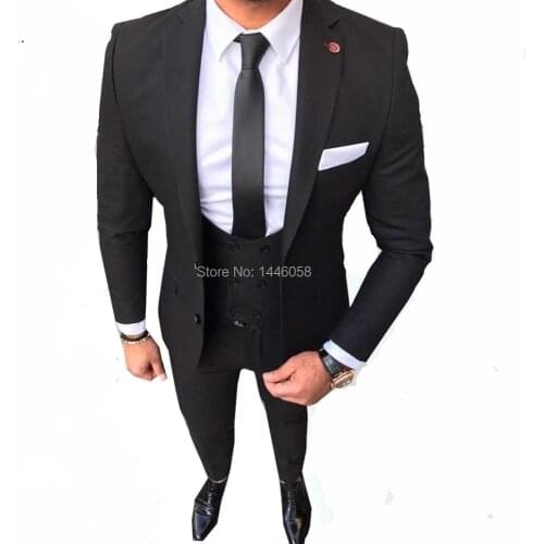 Black Costume Homme Skinny Formal Wedding Suits For Men Custom Made Mens Suits With Pants Ternos Masculino Slim Fit Tuxedo 2018