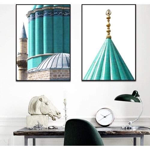 Decorative Painting Art Building Blue Poster Hd Printing Can Be Customized Nordic Decoration Home Frameless Style