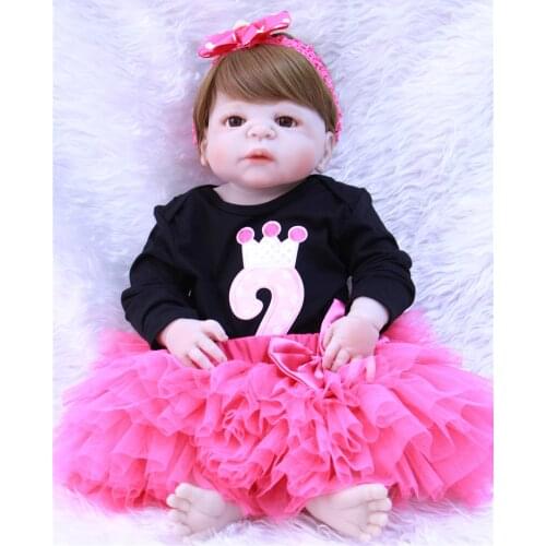 DollMai girl body real 100% silicone reborn baby dolls 22" lifelike reborn babies toy dolls for child gift bebes reborn bonecas