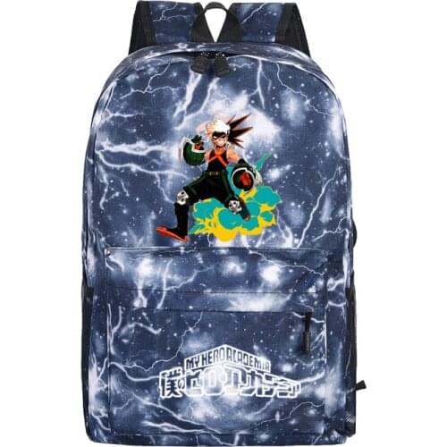 Hot Anime Midoriya Izuku Bakugou Katsuki Cosplay School Bags for Teenage Girls Canvas Galaxy Travel Backpack Women Back Pack