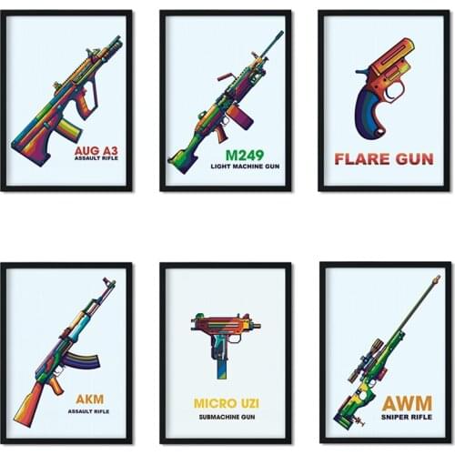 Game shooting game gun nursery childrens room play room home decoration art decoration poster canvas painting