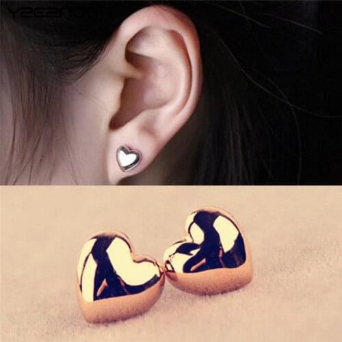 Korea Wedding Stud Earrings Women Gold Party Lady Earrings For Women Girl Jewelry New Vintage Simple Sweet Love Heart Earring