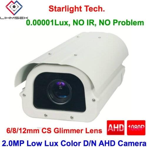Lihmsek Color Image Camera AHD 1080P 2mp CCTV Outdoor External HD Camera AHD-H Output with 6/8/12mm CS Glimmer Lens, Waterproof
