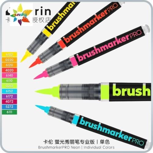 Karin Markers BrushmarkerPRO Neon series,Durable and wear-resistant,smooth and not blocking pen,Individual Colours Self selected
