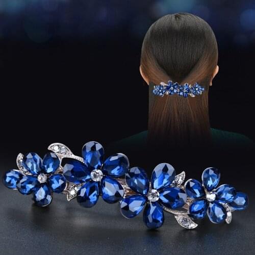 Trendy Barrette Crystal Flower Hairpin Tiara Rhinestone Hair Clip For Woman Wedding/Party Hair Accessories Gift