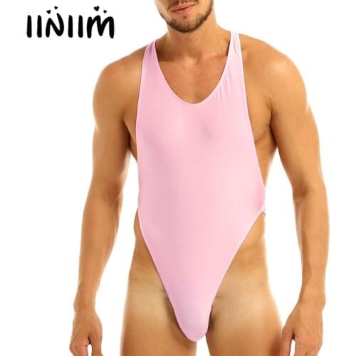 Mens Sissy Lingerie Swimsuit Sleeveless Criss-cross Backless High Cut Thong Bodysuit Leotard Body String Jumpsuit Sleepwear