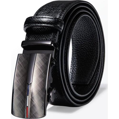 110cm-130cm Famous Belt Men Top Quality Genuine Luxury Leather Belt For Men Black Strap Male Metal Automatic Buckle Barry.Wang