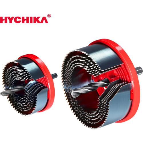 Spring Steel Hole Saws Set HYCHIKA 18 PCS Hole Cutter Kit Saw Blades Perfect for Drilling Hard or Soft Wood and Plasterboard