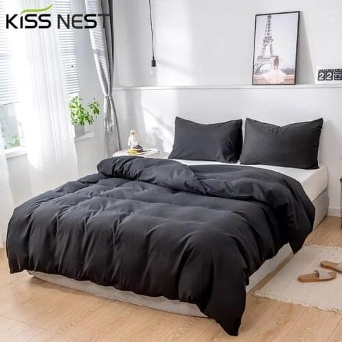 2/3 Piece European Style Solid Color Brushed Bedding Set,Nordic Covers For Bed 150,Duvet Cover 220x240 200x200,For Bedroom Black
