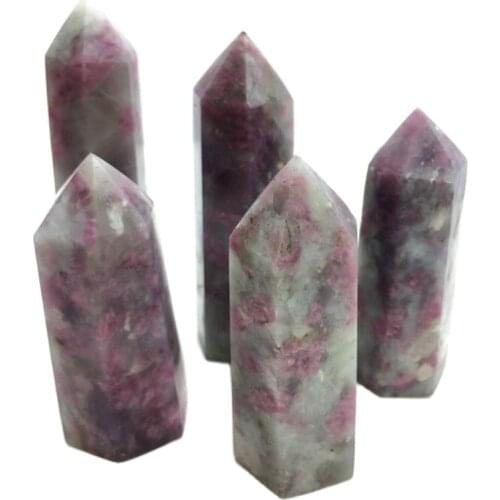 Natural plum blossom tourmaline specimen mineral Quartz Crystal Stone Point Healing Hexagonal Wand Treatment Stone