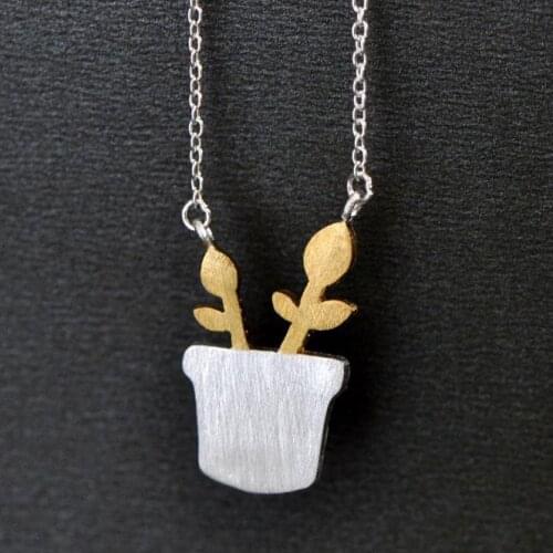 925 Sterling Silver flowerpot Necklaces & Pendants For Women Fashion Lady Festival Gift Sterling-silver-jewelry