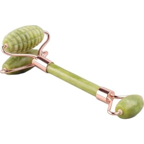 Sawtooth Double Big Massage Roller Face Care Tool Natural Serpentine Body Eye Neck Skin Helu Jade Stone Health Beauty Massager