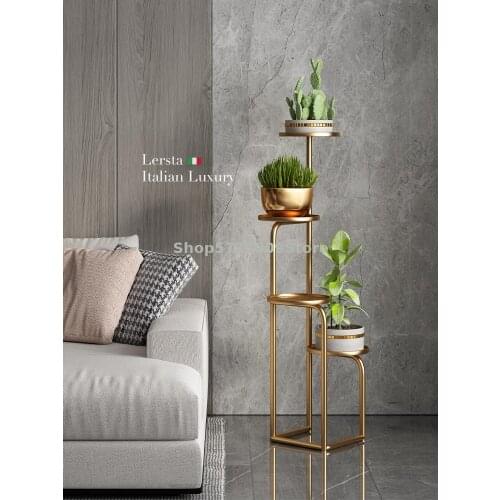 Italian style light luxury balcony flower shelf indoor simple green radish flower pot rack living room floor type iron multi-lay