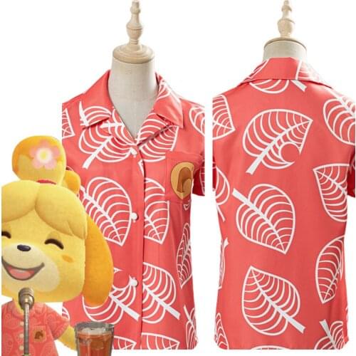 Animal Cosplay Crossing Isabelle Shirt Adult Cute Pink Shirt Short Sleeve Top Summer Tee