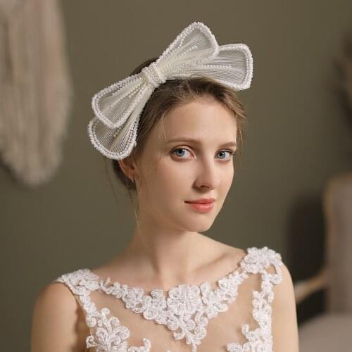 Fairy Bow Bridal Headwear Pearls Wedding Accessories
