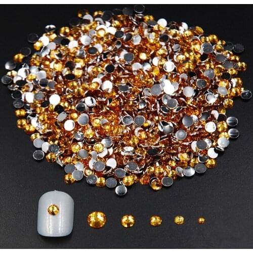 Mixed Sizes 2000pcs Topaz Colors 3D Nail Art Rhinestone Decorations Acrylic Diamond Shapes Rhinestones To Nails Art Accessories