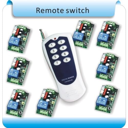 Smart home wireless remote switch 220v,Power Switch System 8 Receiver& 1 remote 8CH 10A Light Lamp LED SMD ON OFF