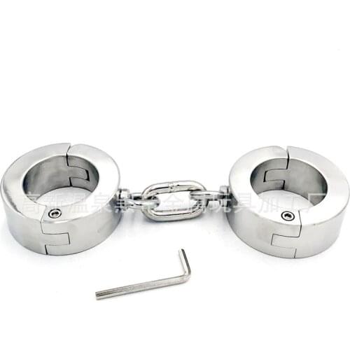 4cm High Heavy Metal Handcuffs BDSM Bondage Slave Restraints Stainless Steel Hand Cuffs Sex Toys For Couples Adult Games Torture