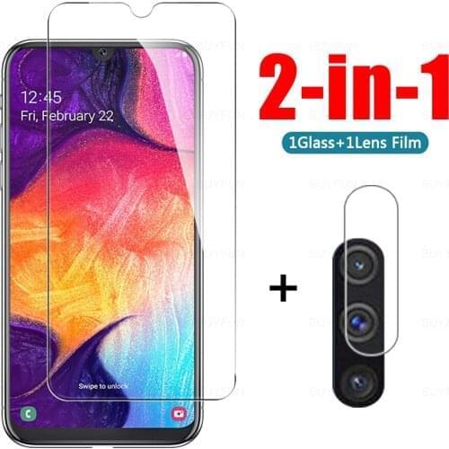 2-in-1 Cover Tempered Glass On The For Samsung Galaxy A20 Screen Protector For Samsung Galaxy A30 M30s A40 A50s Camera Lens Film