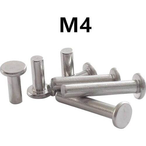 100PCS M4x6/8/10/12/14/15/16/18mm 304 Stainless Steel Rivets Flat Head Solid Percussion Rivet GB109