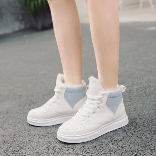 Leather Casual Shoes Women High Top Sneakers Fashion Shoes Winter Flats Sneakers Comfy Womans Sneaker Shoes New Arrivals 2021
